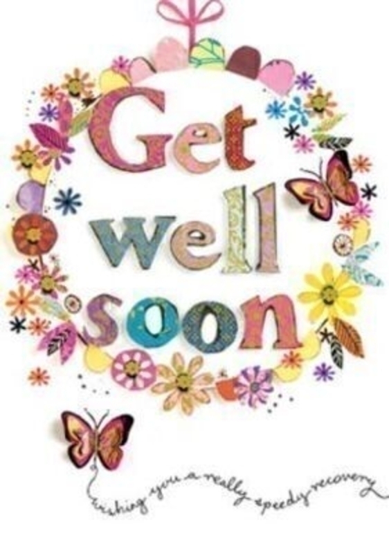 Get Well Soon Card Floral Wreath With Butterflies